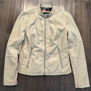 Black Rivet faux leather jacket.